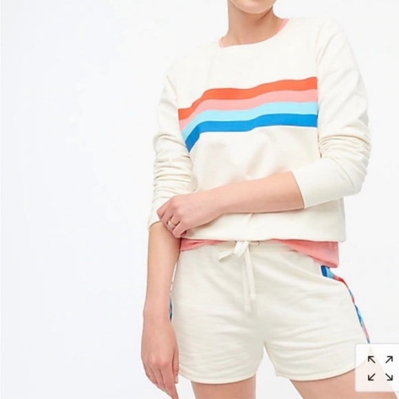 NWOT J. CREW FACTORY Retro Striped Beachy Crewneck Sweater and Shorts Set - Picture 6 of 15
